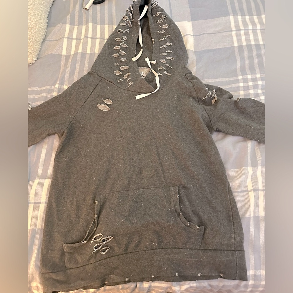 Distressed Hooded Sweatshirt - Chelsea Debeour